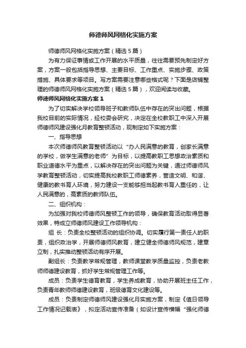 师德师风网格化实施方案