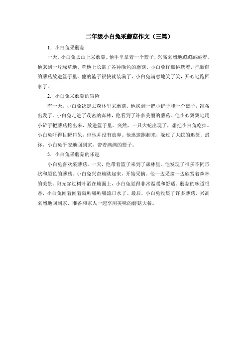 二年级小白兔采蘑菇作文(三篇)