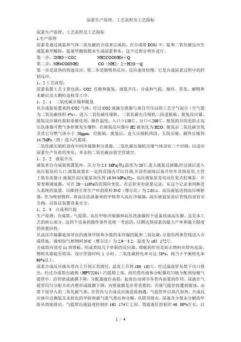 尿素生产原理、工艺流程及工艺指标