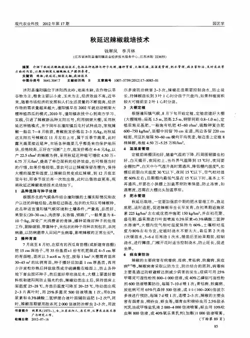 秋延迟辣椒栽培技术