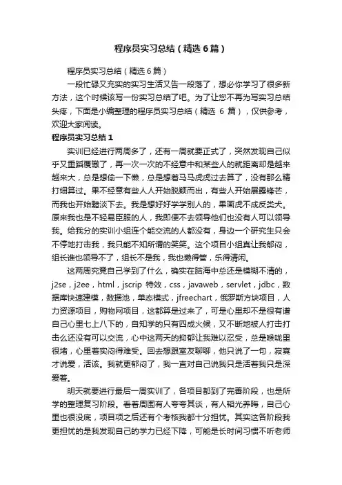 程序员实习总结（精选6篇）