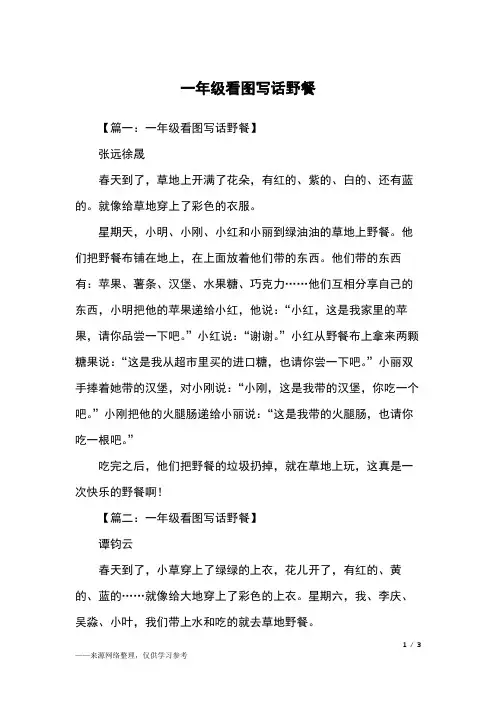 一年级看图写话野餐_一年级作文