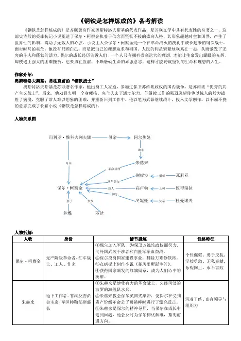 初中名著阅读必读《钢铁是怎样炼成的》备考解读