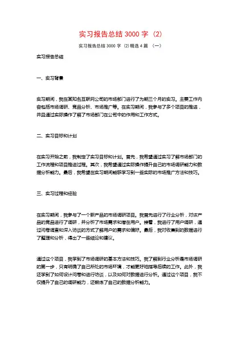 实习报告总结3000字4篇