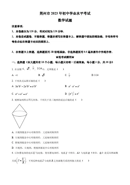 2023年湖北省荆州市中考数学真题(原卷与解析)