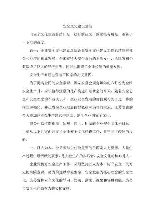 安全文化建设总结