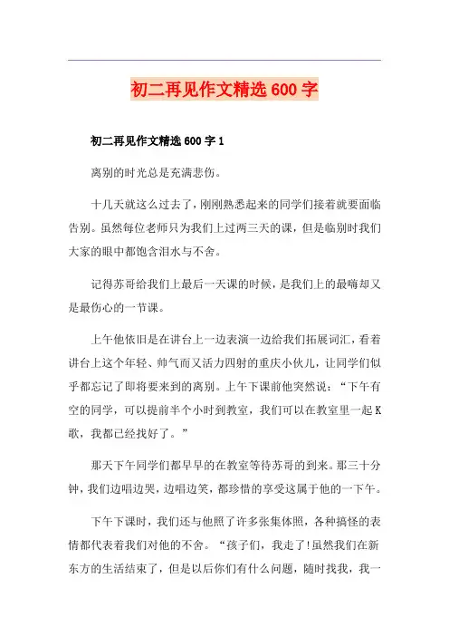 初二再见作文精选600字