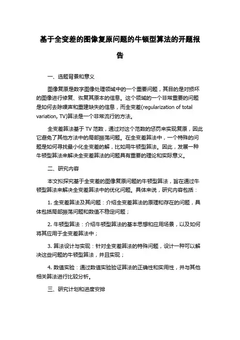 基于全变差的图像复原问题的牛顿型算法的开题报告