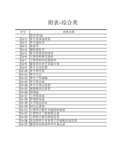 建设项目全过程跟踪审计表格-综合类