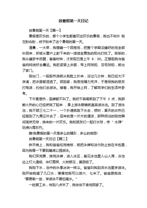 放暑假第一天日记