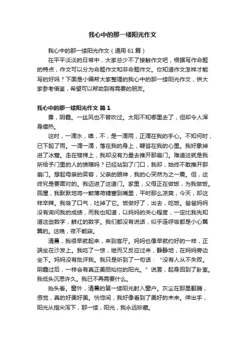 我心中的那一缕阳光作文