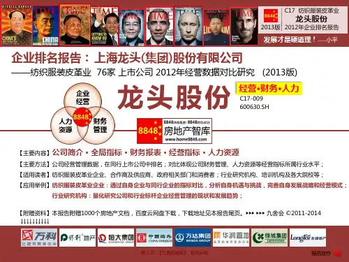 龙头股份2013年报企业排名及薪酬报告(纺织服装皮革业负债)上海龙头(集团)股份有限公司_九舍会智库