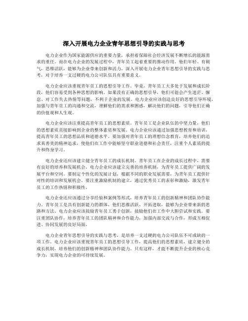 深入开展电力企业青年思想引导的实践与思考
