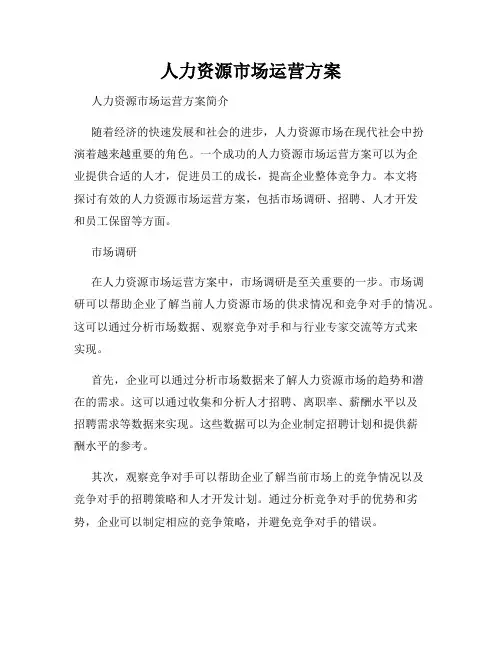 人力资源市场运营方案