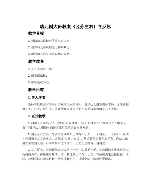幼儿园大班教案《区分左右》含反思