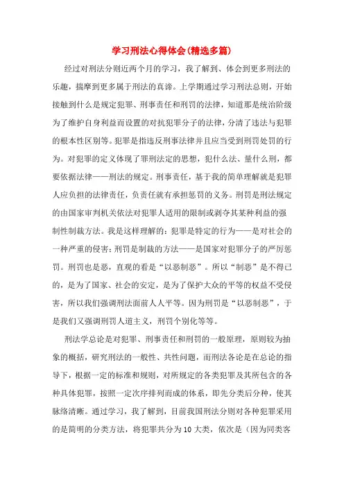    学习刑法心得体会(精选多篇)