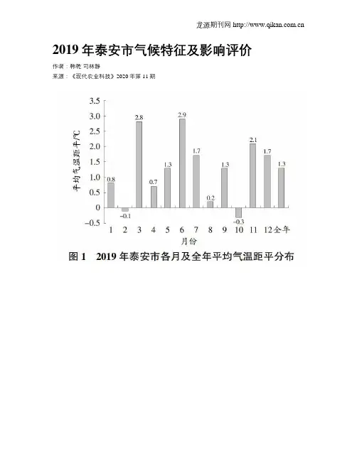 2019年泰安市气候特征及影响评价