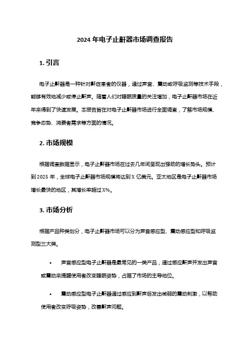 2024年电子止鼾器市场调查报告