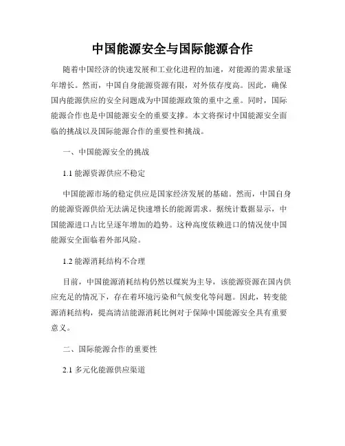 中国能源安全与国际能源合作