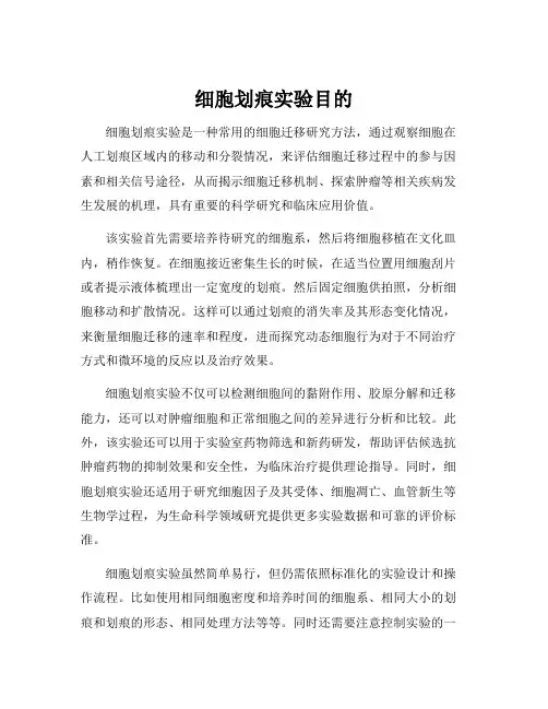 细胞划痕实验目的