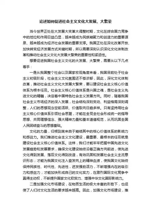 论述如何促进社会主义文化大发展、大繁荣