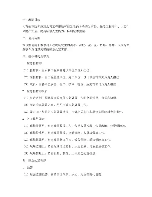 水利工程现场处置应急预案