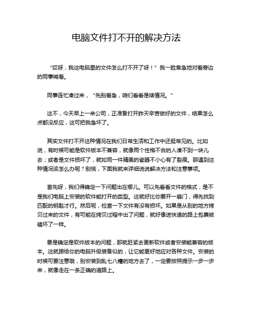 电脑文件打不开的解决方法