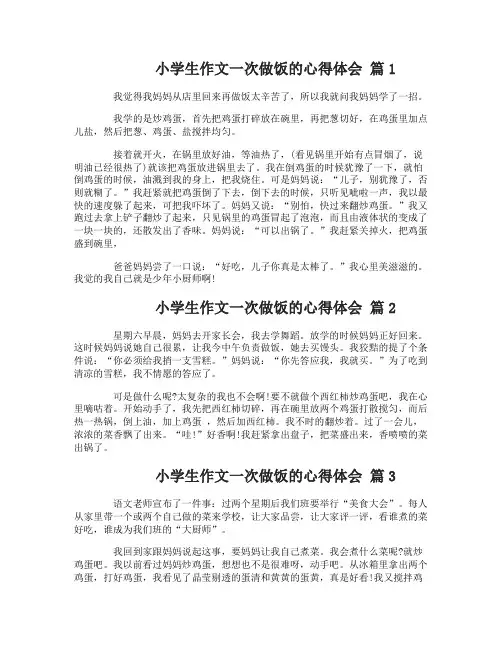 小学生作文一次做饭的心得体会
