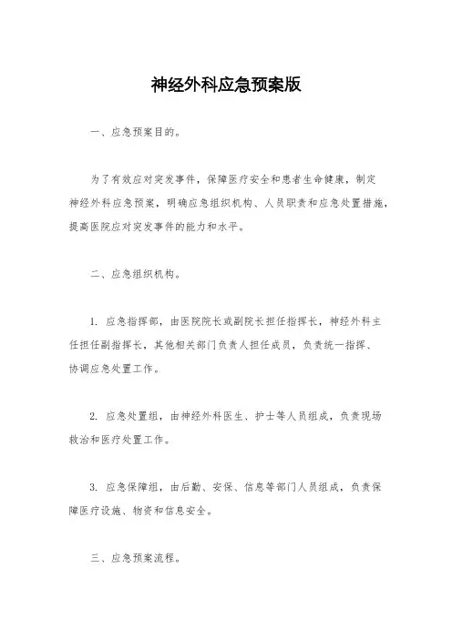 神经外科应急预案版