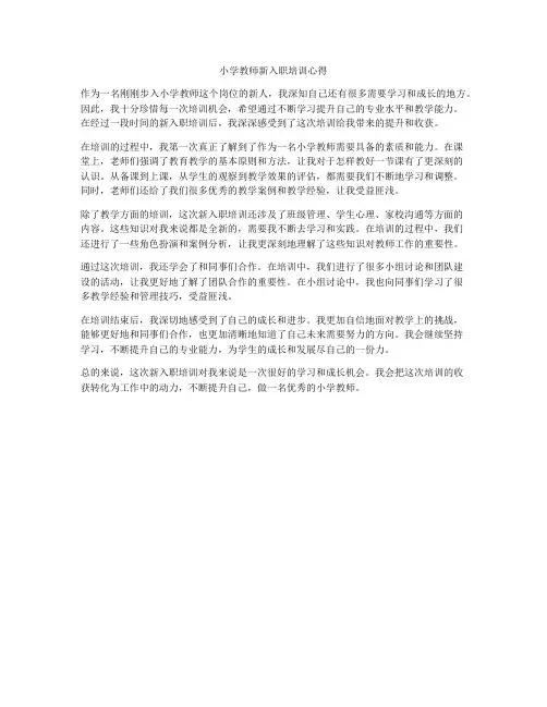 小学教师新入职培训心得