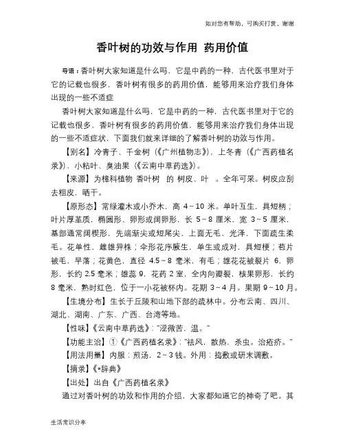 香叶树的功效与作用 药用价值