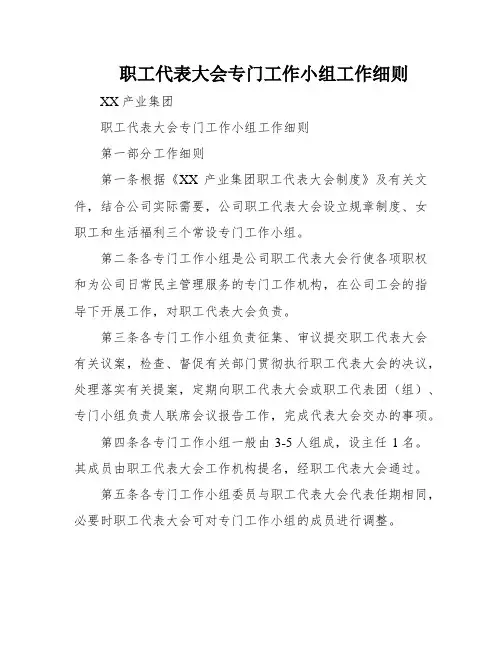 职工代表大会专门工作小组工作细则