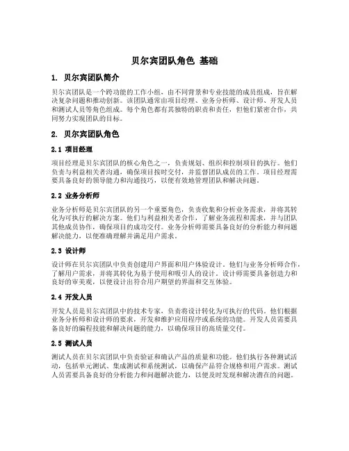 贝尔宾团队角色 基础