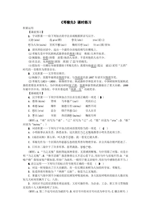 《邓稼先》课时练习与答案