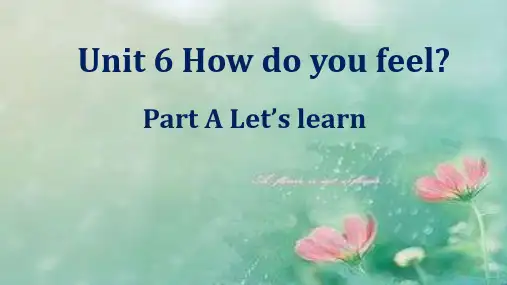 人教PEP版英语六年级上册Unit 6  Part A Let’s learn  课件