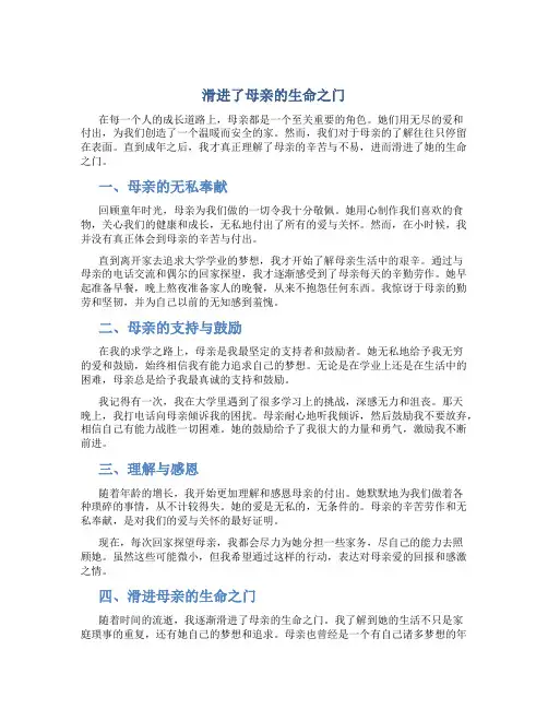 滑进了母亲的生命之门作文