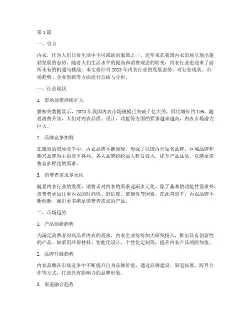 内衣行业年度总结范文(3篇)