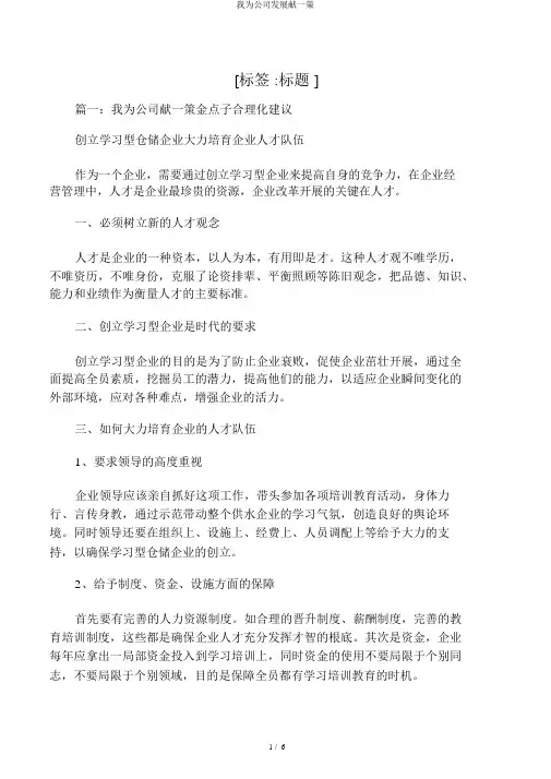 我为公司发展献一策