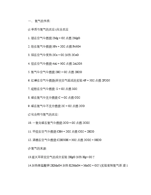 九年级下册所有化学方程式总结