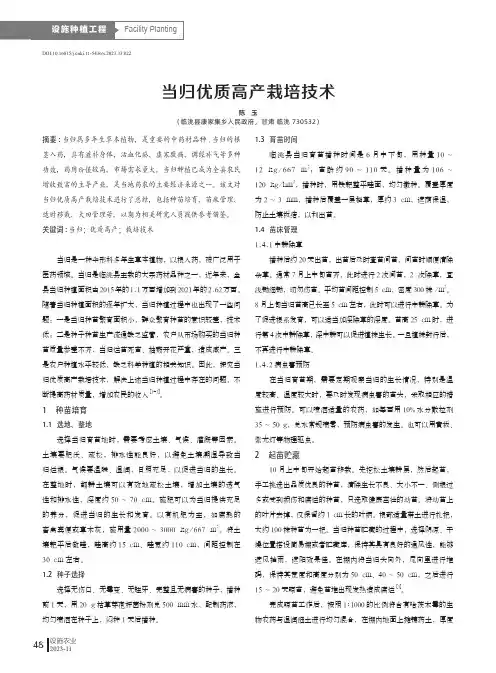 当归优质高产栽培技术
