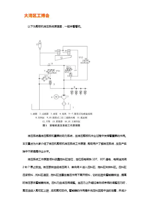 闸式剪板机液压系统原理图【详解】