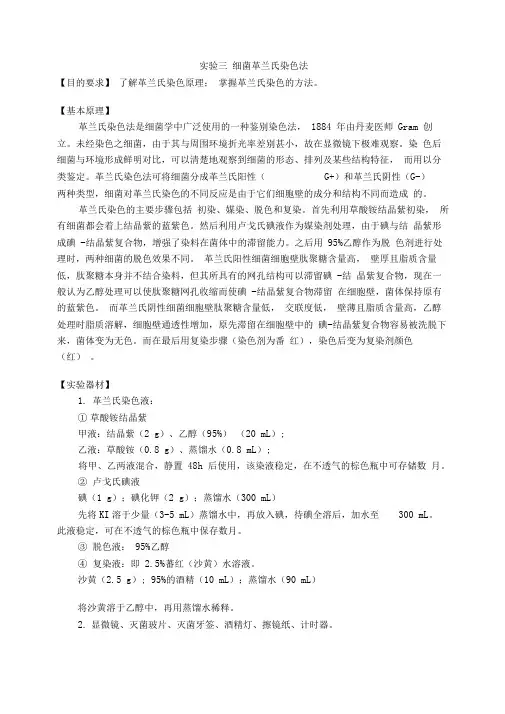 实验三细菌革兰氏染色法