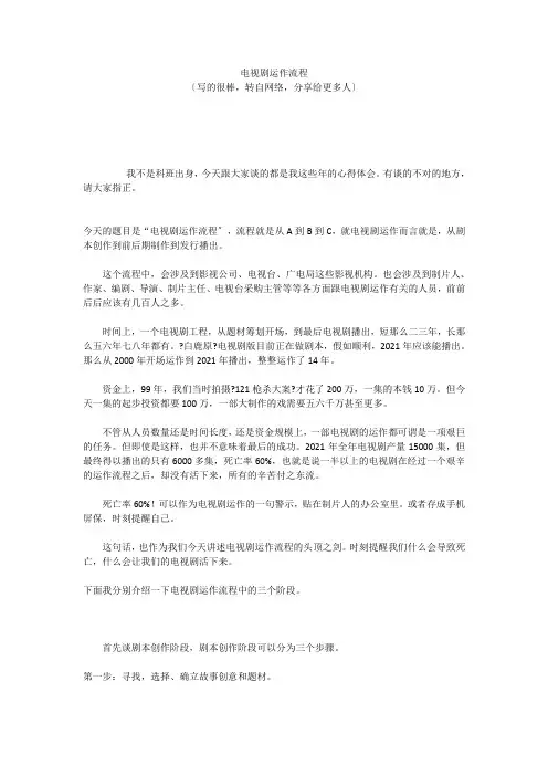 电视剧运作流程