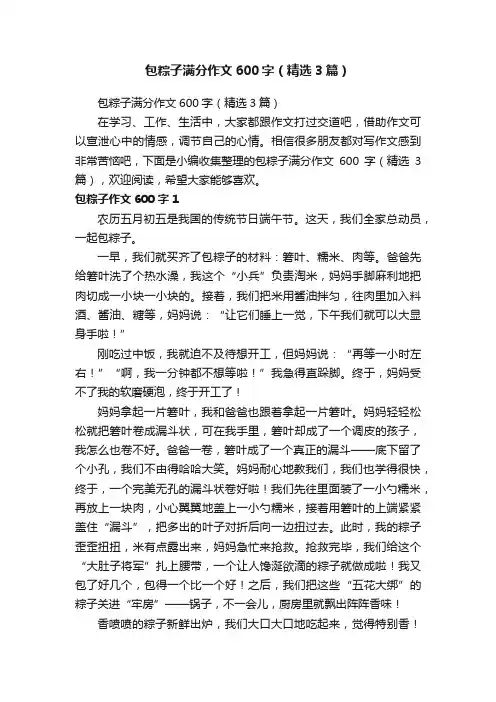 包粽子满分作文600字（精选3篇）