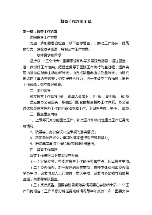 督查工作方案5篇