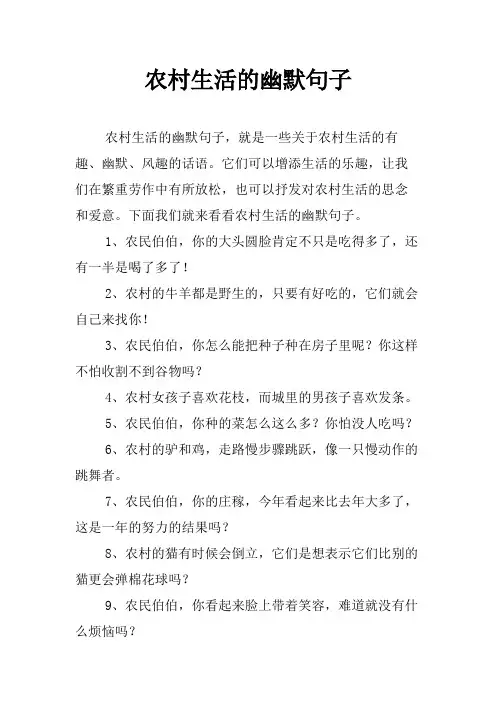 农村生活的幽默句子