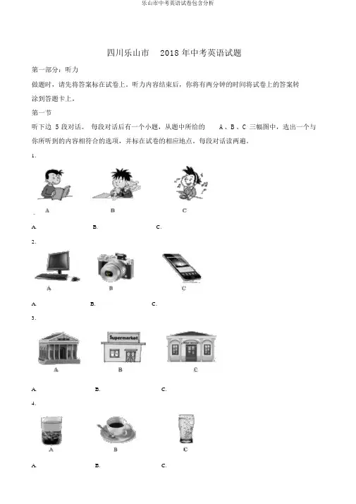 乐山市中考英语试卷包括解析