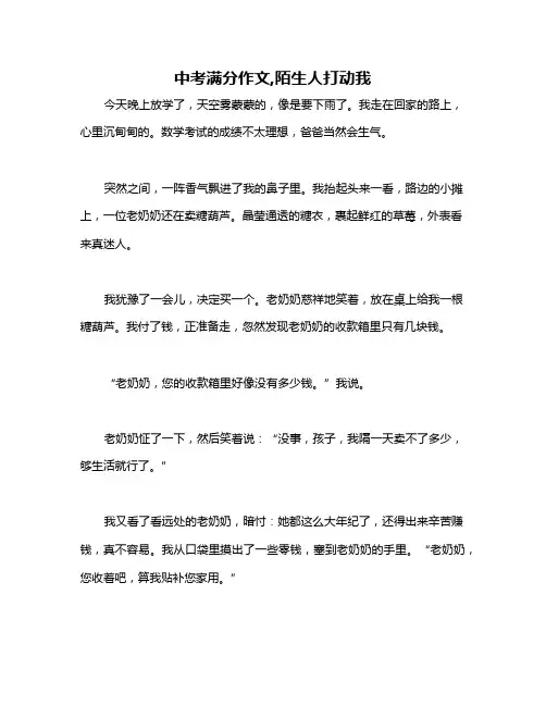 中考满分作文,陌生人打动我
