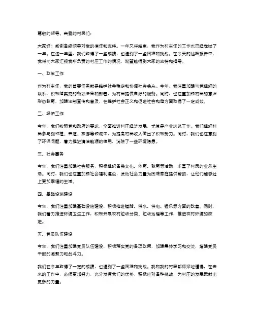 村主任的年终述职报告