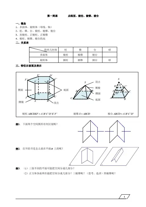 高中立体几何 第01讲_棱柱、棱锥、棱台